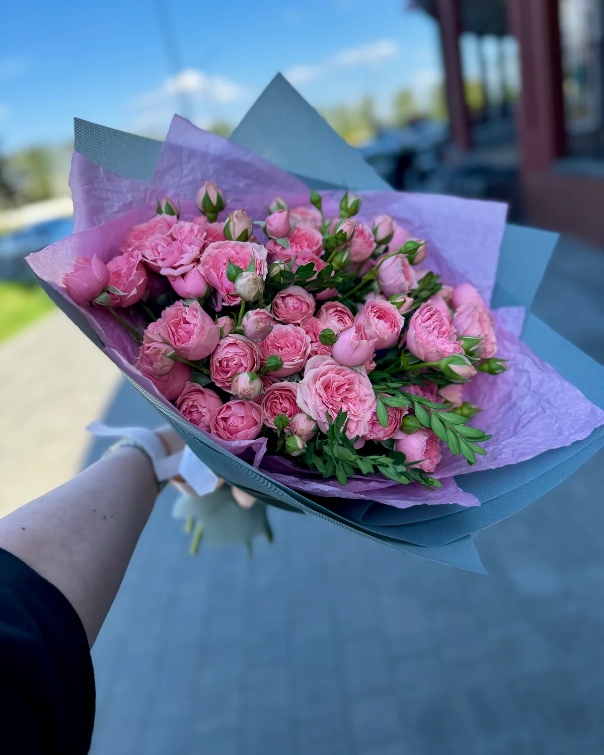 Розово- серый букет  — фото 1